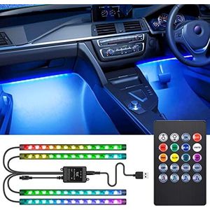 Led-binnenverlichting met USB-aansluiting, RGB 5050 met afstandsbediening, 4 x 22 cm, RGB-lichtstrip, achtergrondverlichting om op maat te snijden, waterdicht