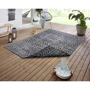 NORTHRUGS Biri, binnen- en buitentapijt, 120 x 170 cm, omkeerbaar tapijt, weerbestendig, Oosterse vintage design, tapijt voor balkon, terras, tuin, serre, woonkamertapijt, waterdicht, in nachtzilver