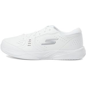 Skechers Viper Court Smash Sneakers voor dames, wit/zilver synthetisch, 5 UK, Wit Zilver Synthetisch, 38 EU