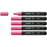 Acrylmarker - STABILO FREE Acrylic - T300 Ronde Punt 2-3mm - 5 stuks - taffy roze