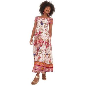 Joe Browns Maxi-jurk met korte mouwen en randprint, oranje, 14, Meerkleurig, 40