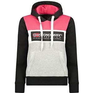 Geographical Norway Golem Lady - Damessweatshirt met capuchon en kangoeroezakken - sweatshirt voor dames, trui, casual, lange mouwen, warm, Zwart, L