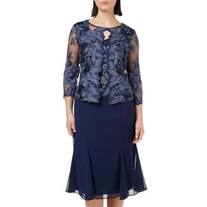 Gina Bacconi Midi-lengte mock-jasjurk voor dames, cocktailjurk, Lente Navy, 40