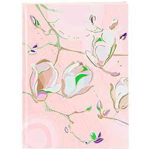 goldbuch 64 417 notitieboek DIN A5 Magnolia rosé in Turnowsky design, klad met 200 pagina's, papier 100 g/m² blanco, kunstdrukpapier omslag met gouden reliëf en bladwijzers, ca. 15 x 22 cm