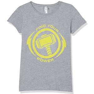 Marvel Little Big Classic Thor Power Girls T-shirt met korte mouwen, Athletic Heather, Small, Athletic Heather, S, Sportheide, S, Sportieve heide, S