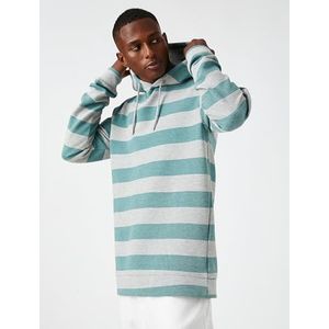 Koton Heren gestreepte oversized hoodie, Green Stripe (8s2), L