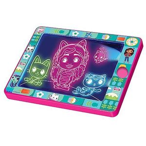 Cefa Toys Magisch lichtbord, poppenhuis van Gabby, draagbaar bord met 8 kleurrijke lichten en 2 uitwisbare markers, geschikt voor kinderen vanaf 5 jaar