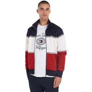 Tommy Hilfiger Heren COLOURBLOCK TRACK JAS Zip Through Sweatshirt, Desert Sky/Multi, XXL, Woestijnhemel/Multi, XXL