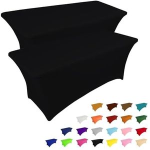 IVAPUPU Spandex Tafelkleed Ingericht Rechthoekig 6ft Opvouwbare Tafelhoes Herbruikbare Elastische Tafelkleed Voor Feestbuffet Beurzen Banket Leverancier Bruiloften Massage, 2 Stuks