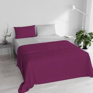 Italiaans beddengoed Bedding linnen fuchsia/grijs dubbel 250 x 300 cm