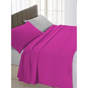 Italiaans beddengoed Bedding linnen fuchsia/grijs dubbel 250 x 300 cm