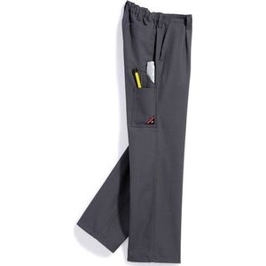 BP Cotton Plus 1469-720-53 werkbroek - stoffen bretels met rubberen inzetstuk - zakken voor kniebeschermers - puur katoen - slanke pasvorm - maat: 52 - kleur: donkergrijs