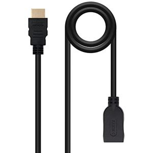 High Speed HDMI 2.0 verlengkabel met A-stekker naar A-bus, zwart, lengte 1,0 m, ideaal voor het verlengen van de verbinding tussen multimedia-apparaten.