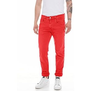 Replay Heren Jeans Anbass Slim-Fit met Stretch, Rood (Red 054), W33 x L32, Rood 054, 33W / 32L