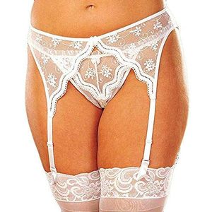 Shirley of Hollywood nummer X622 grootte 1 x/2 x wit gegolfd borduurwerk Garterbelt