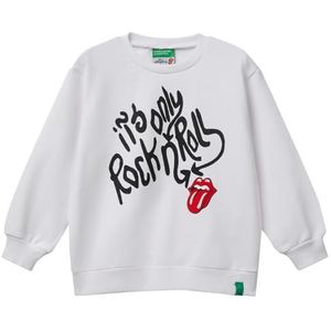 United Colors of Benetton Sweatshirt zonder capuchon voor kinderen en jongeren, Wit, 1 jaar