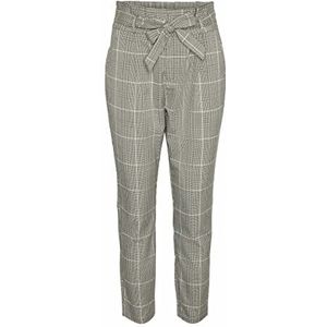 Vero Moda Dames VMEVA HR Loose Paperbag ADA Pant GA NOOS broek, Ivy Green/Checks:Black/White, M/32