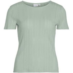 Vila - VIKASSIE S/S POINTELLE TOP - Silt green - Shirt met Korte Mouwen