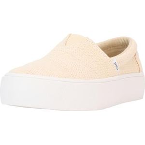 TOMS Dames Fenix Platform Slip-On Sneaker, natuurlijke ongeverfde metallic linnen streep, 5.5 UK, Natuurlijke ongeverfde metallic linnen streep, 38 EU