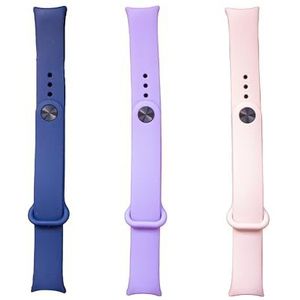Friendly License - Set van 3 smartband-armbanden - compatibel met Xiaomi Smartband 8 FR - kleuren blauw, paars en roze - gemaakt van duurzame siliconen - voor polsen tussen 10,2 en 11,9 cm