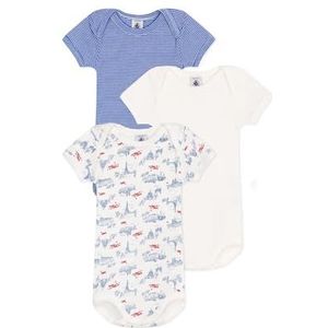 Petit Bateau Unisex baby we body's met korte mouwen (3-pack), variant 1, 3 Maanden