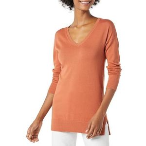 Amazon Essentials Women's Lichtgewicht tuniektrui met lange mouwen en V-hals (verkrijgbaar in grote maten), Karamel, M