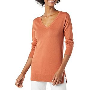 Amazon Essentials Women's Lichtgewicht tuniektrui met lange mouwen en V-hals (verkrijgbaar in grote maten), Karamel, XL