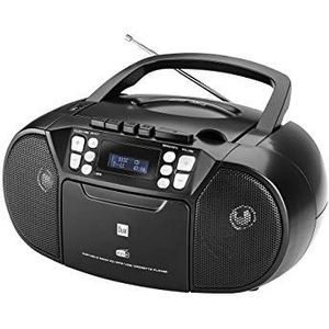 Dual, 75961, DAB-P AA8210 cassetteradio met CD -DAB(+)/FM-radio - Boombox - CD-speler - Stereo luidspreker - USB-poort - AUX-ingang - net- / batterijvoeding - draagbaar zwart