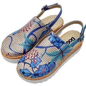 DOGO Blauwe veganistische leren sandalen voor dames - Istanbul Oriental Patroon, Meerkleurig, 40 EU