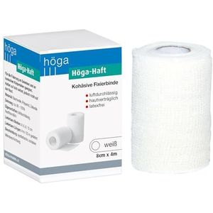 Höga Hechting natuurlijk wit, samenhangend (zelfklevend), elastische fixeerband - 8 cm x 4 m uitgerekt, 1 stuk