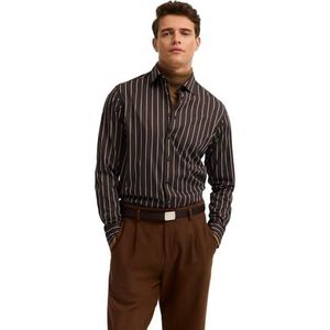 bugatti - Overhemd - Bruin - Gestreept - Lange Mouw