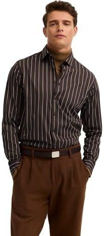 bugatti - Overhemd - Bruin - Gestreept - Lange Mouw