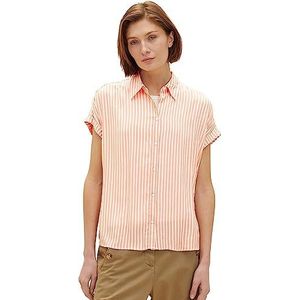 TOM TAILOR Dames blouse 1035881, 29927 - Orange White Stripe Woven, 38