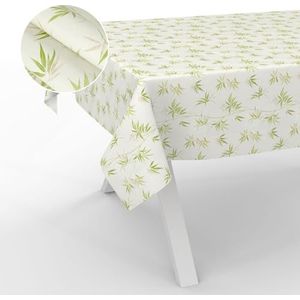 ANRO Afwasbaar tafelzeil, tuintafelkleed, voor binnen en buiten, met snijrand, bamboe, 200 x 140 cm