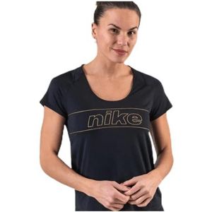 Nike T-shirt voor dames, zwart (zwart/metallic goud)., S