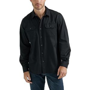 Wrangler Authentics Klassiek gebreid overhemd voor heren, lange mouwen, met knoopsluiting, Zwart -, XL