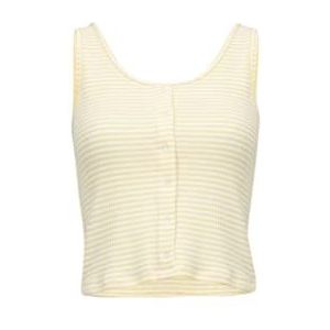 LTB Jeans Dames Kobele shirt met schouderbandjes/Cami Shirt, Off White Lemon Drop Stripe 13659, S, Off White Lemon Drop Stripe 13659, S