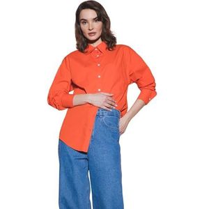 DeFacto Dameshemd van katoenweefsel met lange mouwen, oranje, XS