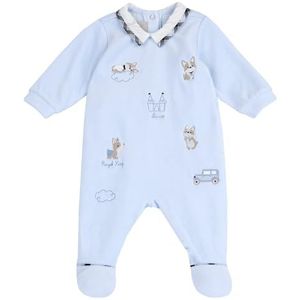 Chicco, Babyrompertje met comfortabele rugopening en knoopsluiting van warm en zacht chenille, machinewasbaar voor pasgeborenen van 0-24 maanden, cadeau-idee voor geboorte, lichtblauw (4), 3 Maanden