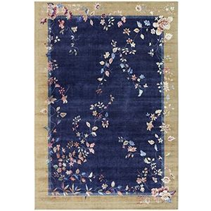 Freundin Home- Oosters design tapijt Gloriosa (120x160 cm, klassiek bloemendesign, vintage-stijl, 100% polyester, ideaal voor woon-, slaap- of werkkamers) blauw, beige