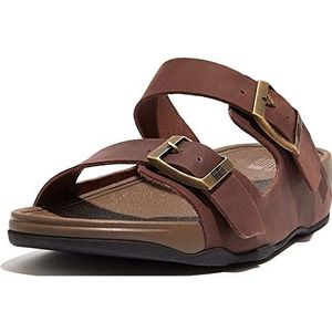 Fitflop Gogh Moc lederen glijbaan voor heren met gesp sandaal, Chocolade Bruin, 47 EU