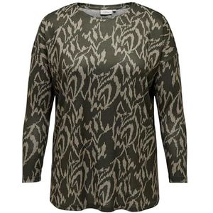 ONLY CARMAKOMA Caralba Graphic L/S TOP JRS, Winter Moss/Aop: grafische humus, XL