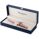 Waterman Hémisphère vulpen | metaal-roze lak met verguld detail | vergulde fijne penpunt | Blauwe inkt | geschenkverpakking