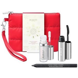 KIKO Milano Snow-Kissed Holiday Secret Santa Mini Make Up Gift Set, Make-upcadeauset: volumeverhogende mascara, oogpotlood en vloeibare highlighter in miniatuurvorm