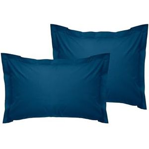Premium Oxford Pillowcase-set (2 stuks), petroleumblauw, 80 x 80 + 5 cm, 100% katoen Ranforce, 145 draadtelling, envelopsluiting, machinewasbaar op 30 °C