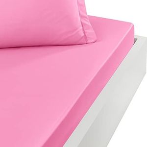 Home CASSIOPEE dh80pe-roin effen hoeslaken 80 draden muts 30 cm percale roze Indiase 80 x 200 cm