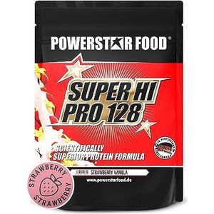 Powerstar SUPER HI PRO 128 | Meercomponenten Protein-Powder 1kg | Hoogst mogelijke biologische waarde | Eiwit-Poeder met 79% ProteÃ¯ne in droge stof | Protein-Shake voor Spieropbouw | Strawberry