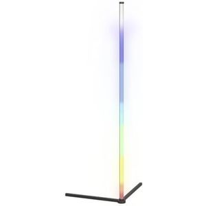 EGLO LED hoek vloerlamp RGBIC, kleurwisselnde staanlamp met muzieksynk, gaming light en feest decoratie, staande lamp met afstandsbediening, warm wit en RGB, zwart metaal