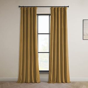 HPD Half Price Drapes Heritage pluche fluwelen gordijnen voor woonkamer 50 x 84 (1 paneel), VPYC-190159-84, retro goud