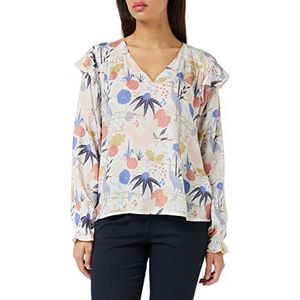 MUSTANG Dames Style Emma Ruffle AOP Blouse, 2311_Crane_Print 12388, 34, 2311_crane_print 12388